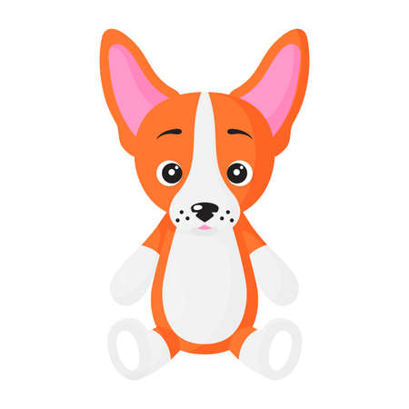 Vector cartoon sitting dog of Welsh Corgi Pembroke breed. Puppy, pets design element.のイラスト素材