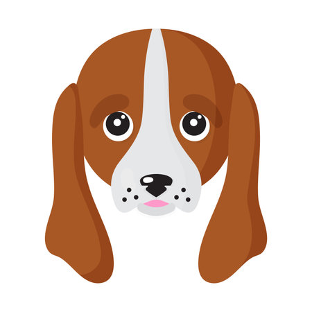 Vector cartoon dog face of Basset Hound breed. Puppy, pets design element.のイラスト素材