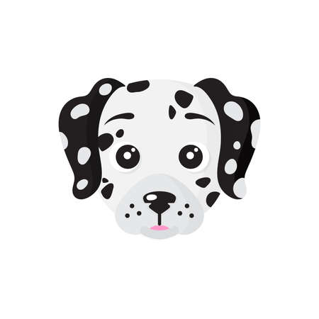 Vector cartoon dog face of Dalmatian breed. Puppy, pets design element.のイラスト素材