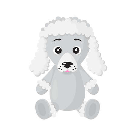 Vector cartoon sitting dog of Poodle breed. Puppy, pets design element.のイラスト素材