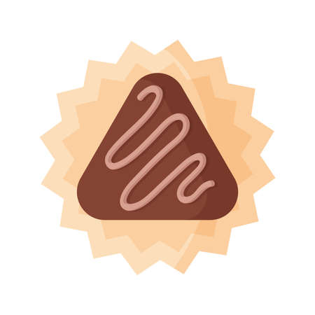 Triangle chocolate dessert or candy with icing for Valentine's Day or holiday.のイラスト素材
