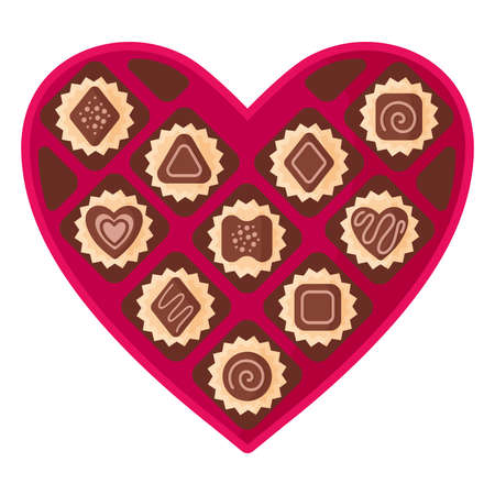 Open heart pink box of chocolates for Valentine's Day.のイラスト素材