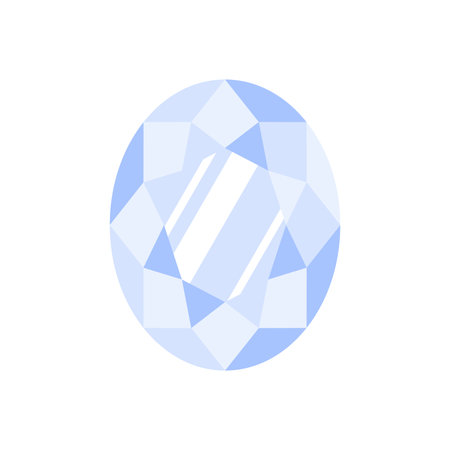 Blue oval precious stone or gem. Bright shiny crystal.のイラスト素材