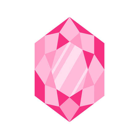 Pink hexagon precious stone or gem. Bright shiny crystal.のイラスト素材