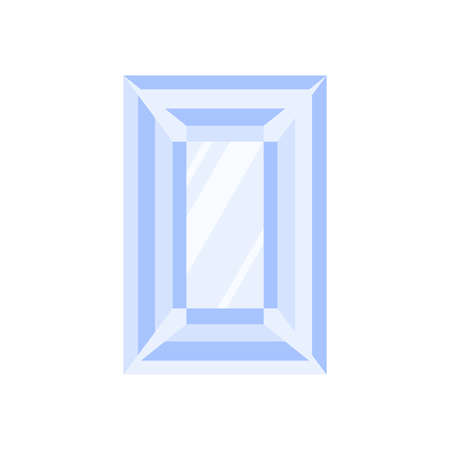 Blue rectangle precious stone or gem. Bright shiny crystal.のイラスト素材