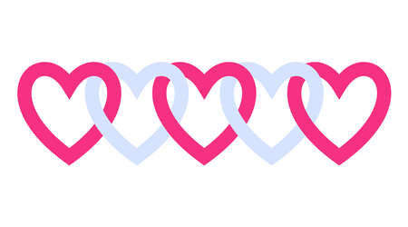 Blue and red hearts. Wedding and valentine day concept. Vector cartoon isolated illustration.のイラスト素材