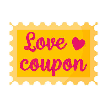 Love coupon. Wedding and valentine day concept. Vector cartoon isolated illustration.のイラスト素材