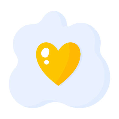 Scrambled eggs with heart. Wedding and valentine day concept. Vector cartoon isolated illustration.のイラスト素材