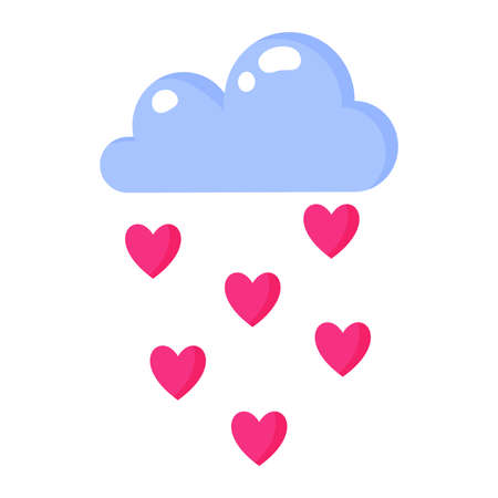 Cloud with rain from the heart. Wedding and valentine day concept. Vector cartoon isolated illustration.のイラスト素材
