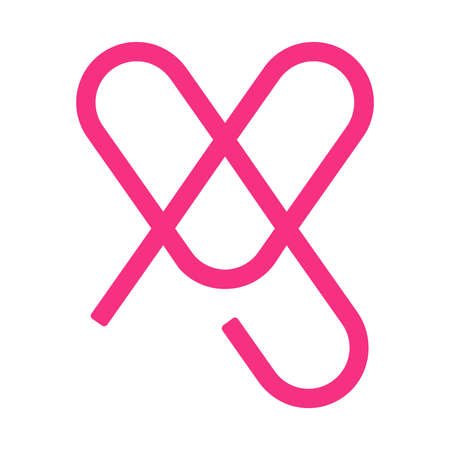 Heart shaped paperclip. Wedding and valentine day concept. Vector cartoon isolated illustration.のイラスト素材
