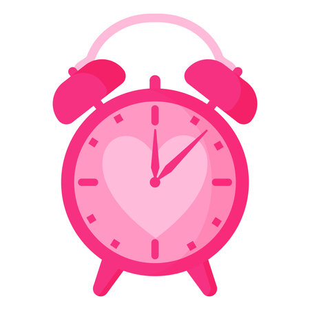 Alarm clock with a heart. Wedding and valentine day concept. Vector cartoon isolated illustration.のイラスト素材