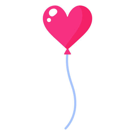 Heart shaped balloon. Wedding and valentine day concept. Vector cartoon isolated illustration.のイラスト素材