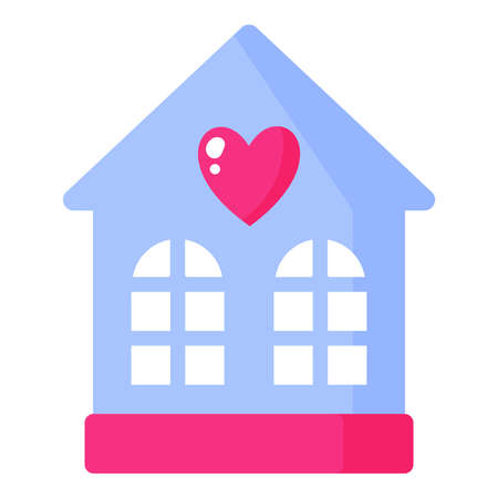 Home with a heart. Wedding and valentine day concept. Vector cartoon isolated illustration.のイラスト素材