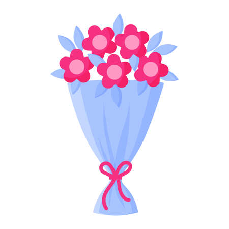 Bouquet of flowers. Wedding and valentine day concept. Vector cartoon isolated illustration.のイラスト素材