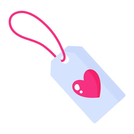 Tag with a heart. Wedding and valentine day concept. Vector cartoon isolated illustration.のイラスト素材