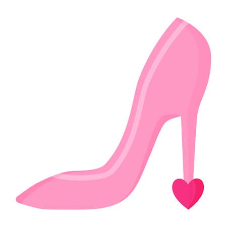 Women shoes with hearts. Wedding and valentine day concept. Vector cartoon isolated illustration.のイラスト素材
