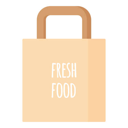Vector cartoon paper or cardboard grocery bag. Caring for the environment concept. Eco food shopping.のイラスト素材