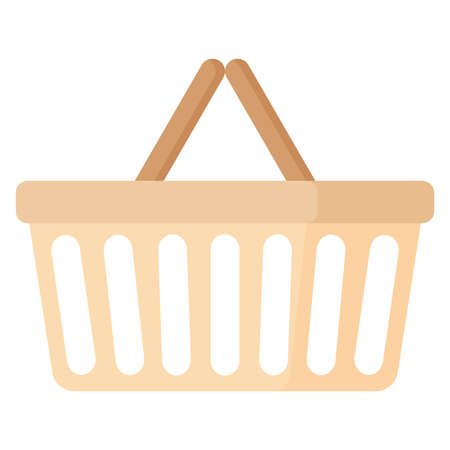 Vector cartoon supermarket grocery basket. Caring for the environment concept. Eco food shopping.のイラスト素材