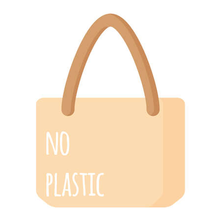 Vector cartoon fabric grocery burlap bag. Caring for the environment concept. Eco food shopping.のイラスト素材