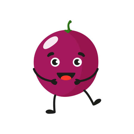 Vector cartoon cheerful cute grape character. Childrens concept.のイラスト素材