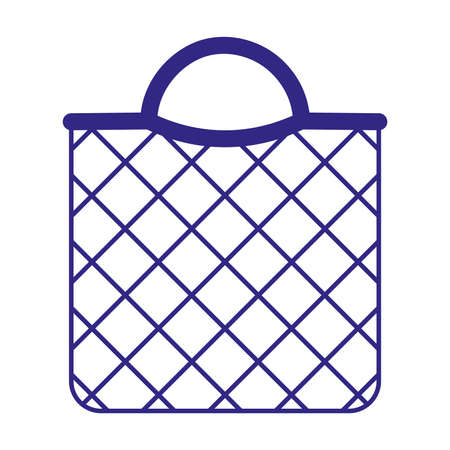 Vector cartoon blue empty grocery string bag or turtle mesh bag for healthy organic food. Caring for the environment concept. Eco food shopping.のイラスト素材