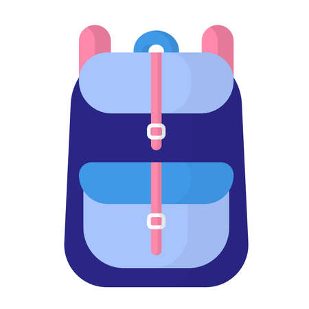 Vector cartoon blue school bag or backpack. Back to school.のイラスト素材