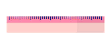 Vector cartoon pink rectangular ruler. Back to school.のイラスト素材