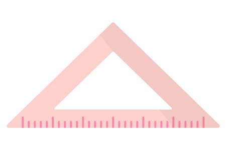 Vector cartoon pink isosceles triangular ruler. Back to school.のイラスト素材