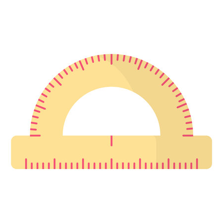 Vector cartoon yellow protractor ruler. Back to school.