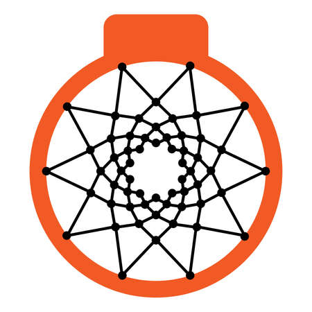 Basketball basket, hoop and net on top. 3x3 Basketball sport equipment. summer games. Vector cartoon isolated illustration.のイラスト素材