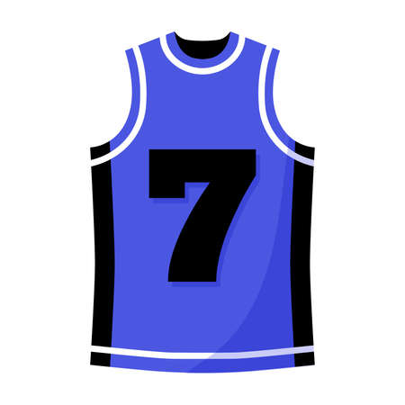Player uniform, blue jersey with a number. 3x3 Basketball sport equipment. summer games. Vector cartoon isolated illustration.のイラスト素材