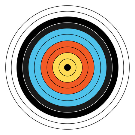 Big target for shooting. archery sports equipment. summer games. Vector cartoon isolated illustration.のイラスト素材