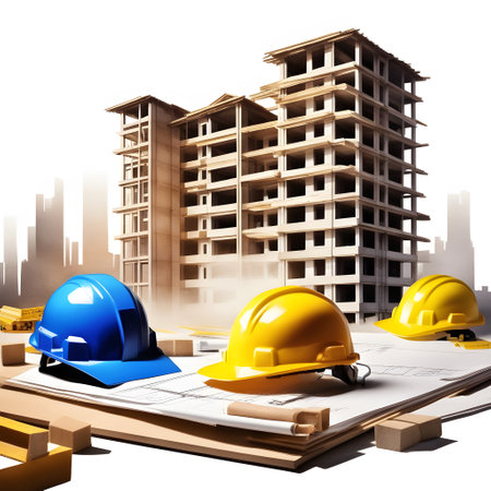 Construction according to engineer design. Watercolor hand painted illustrationの素材