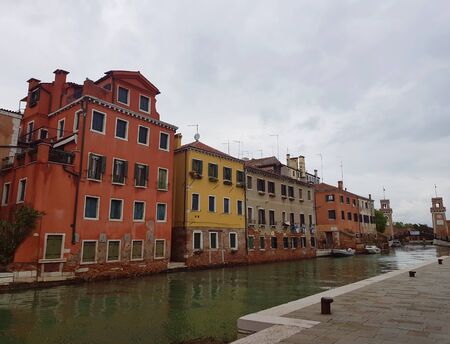 The historical center of Venice with ancient architecture on the canalの写真素材