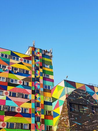 Photo of colorful building with graffiti in Minskの写真素材