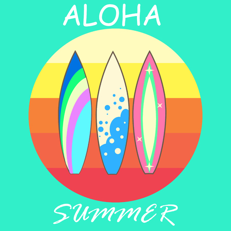 Vector modern colorful surfboard setのイラスト素材