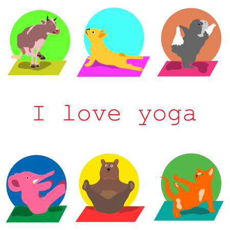 I love yoga, animals, sports, vector illustrationのイラスト素材