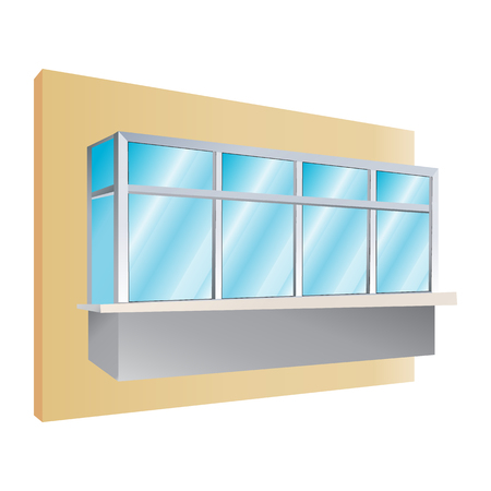 glazing of balconies icon, vector illustrationのイラスト素材