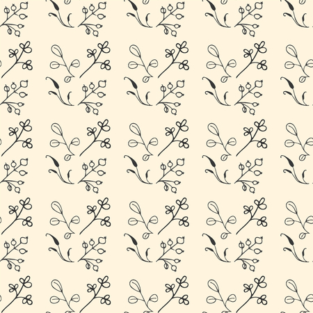 The pattern with the image of vegetation, leaves, twigs, flowers, vector illustration.のイラスト素材
