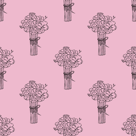 Wedding bouquet, bouquet on holiday, Valentine's day, hand-drawn, vector illustration.のイラスト素材