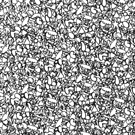 Hearts, stars, dots vector illustration black and white symbols.のイラスト素材