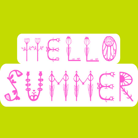 Phrase Hello Summer. Vector illustration EPS10. Colorful design for poster, card, invitation. Easy editable for design.のイラスト素材