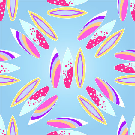 Surfboards seamless pattern with a gradient fill, Vector illustration.のイラスト素材