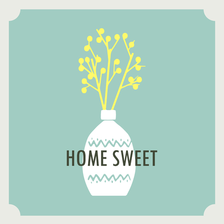 Vector hand drawn poster in the style of "Hygge".  Kitchenware in the Scandinavian folk patterns. For the menu of tea cafe, packing.のイラスト素材