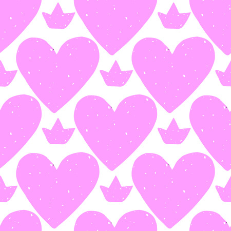 Perfect pastel seamless pattern with hearts. illustration drawn in vector by hand. Beautiful valentine pattern.のイラスト素材