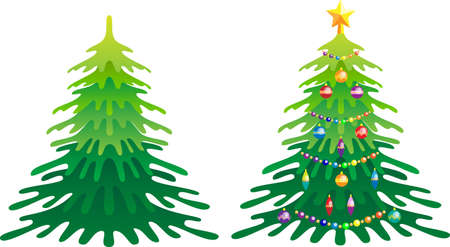 christmas tree with toys and without toysのイラスト素材