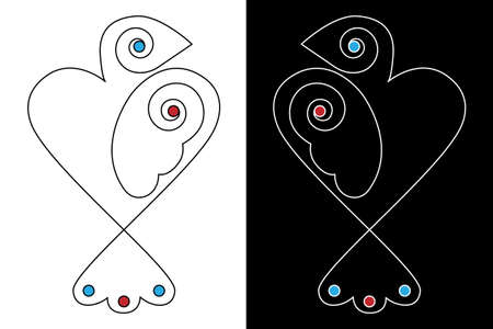 bird drawn by a single lineのイラスト素材