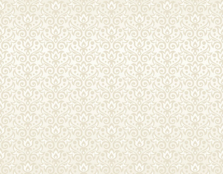 seamless pattern of beige flowers and leavesのイラスト素材