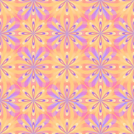 seamless pattern with flowers and ribbons in the style of a kaleidoscopeの写真素材