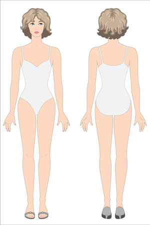 double-sided paper doll drawing styles of clothesのイラスト素材